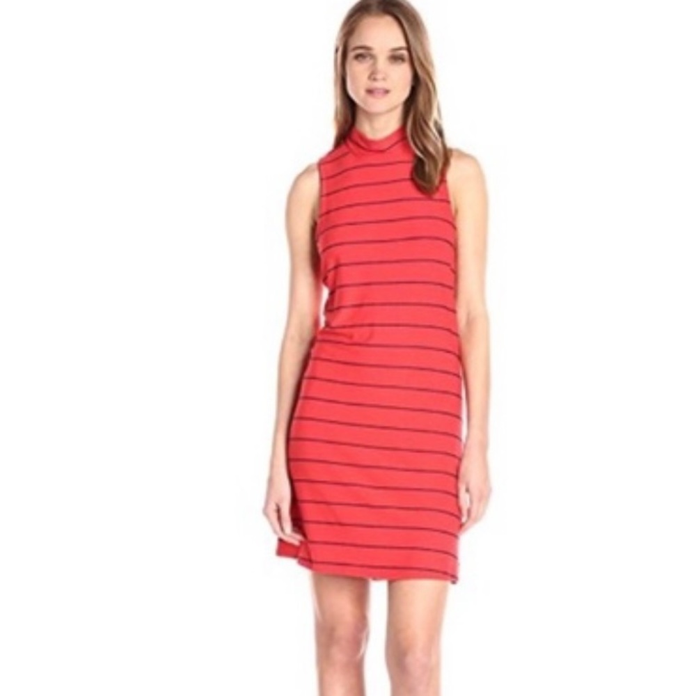 Splendid Knit Mock Poppy Blue Striped Dress Size Small